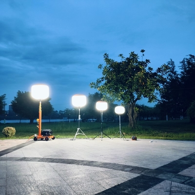 Torres de iluminación portátiles de 1000W en forma de globo con diseño patentado de carro y generador
