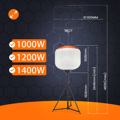 Torre de luz de telescopio LED de alta potencia 1400W Luces de torre de aire libre de globo para industriales