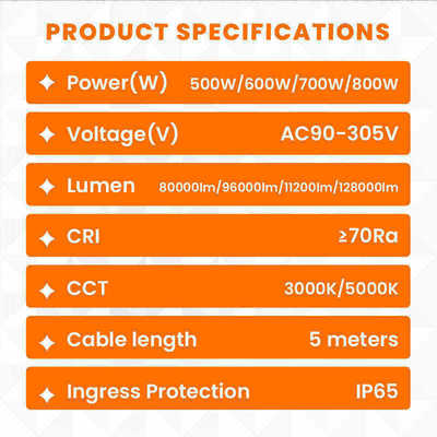 Luz de globo LED de 500W-1400W IP65 50000Hrs Cobertura omnidireccional de 360°